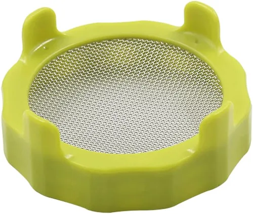 Tapas de brotes de plástico con pantalla de acero inoxidable para tarros de masón de boca ancha, kit de germinación con soporte para bandeja de Verde