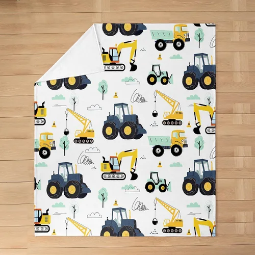 Miniatura 2 de Manta de excavadora para niños de 40 x 50 pulgadas, manta de camiones de equipo para niños, niñas, niños, manta de forro polar para vehículos