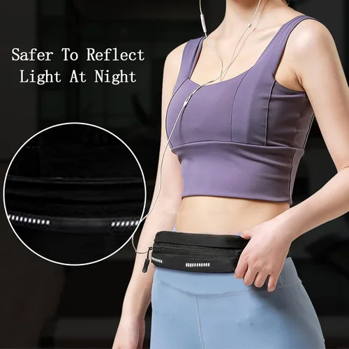 Miniatura 4 de Cangurera delgada para correr para mujeres y hombres, riñonera para corredores, soporte para teléfono, cinturón de cintura para entrenamiento