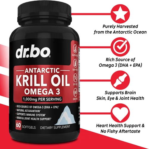 Miniatura 2 de Aceite de krill Omega 3 500mg - Aceite de krill antártico 1000 mg cápsulas blandas EPA, DHA, astaxantina, fosfolípidos - Suplementos de ácidos
