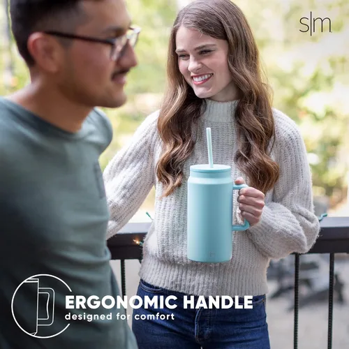Miniatura 8 de Simple Modern - Vaso de 1,5 l con asa y tapa con pajita, botella de agua grande de acero inoxidable reutilizable con aislamiento, regalos para Rocío