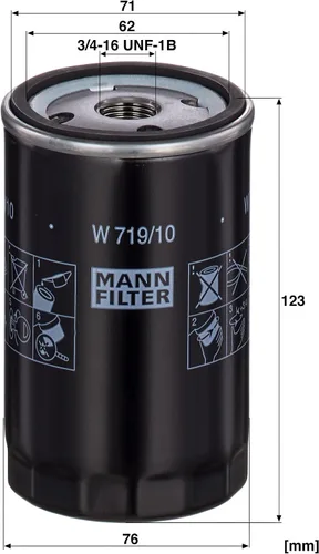 Miniatura 3 de Mann Filter Filtro de aceite giratorio W719/10