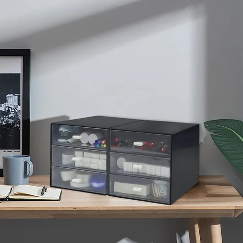 Miniatura 6 de Organizador de escritorio con cajón, caja de almacenamiento de escritorio, organizadores de suministros de papelería de oficina de plástico