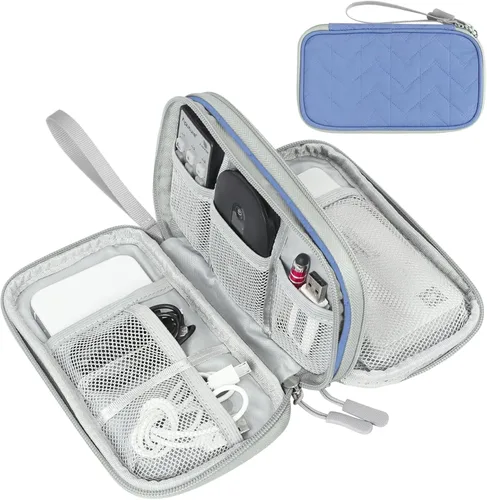 Miniatura 47 de FYY Organizador electrónico, organizador de cables de viaje, bolsa de transporte para accesorios electrónicos, portátil, impermeable, doble capa