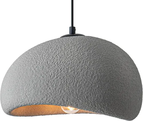 Miniatura 2 de Lámpara colgante Wabi Sabi de 11.8 pulgadas, luminaria de techo japonesa moderna para comedor, isla de cocina, pasillo, lámpara colgante gris