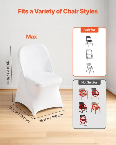 Miniatura 24 de VEVOR 150 fundas blancas para sillas de poliéster y elastano, fundas elásticas para bodas, fiestas, comedor, banquetes, sin pinzas, 150