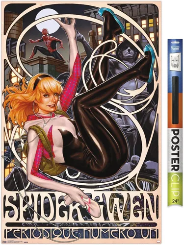Miniatura 19 de Trends International Marvel Comics - Póster de pared de Spider-Gwen - Cover #1, 14.725 x 22.375 pulgadas, versión enmarcada de madera de granero