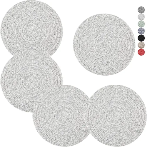 Miniatura 9 de Salvamanteles para platos calientes, ollas y sartenes, almohadillas calientes de 8 pulgadas, 5 piezas, soportes para ollas para cocina, tapete Marrón