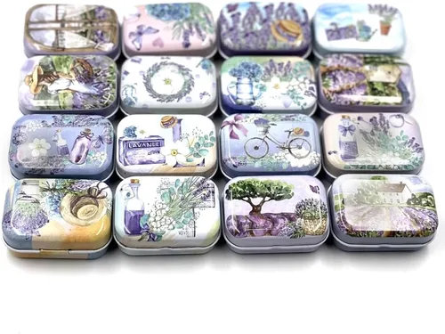 Miniatura 9 de 8 piezas de mini flores de estaño organizador de joyas caja de almacenamiento cajas decorativas pequeñas latas de metal floral con tapas