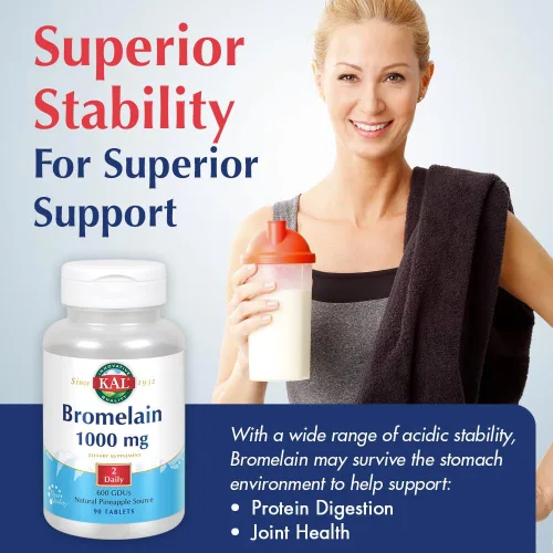 Miniatura 4 de KAL Tabletas de bromelina, 1000 mg, 90