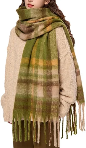 Miniatura 74 de Bufanda grande y gruesa de gran tamaño, esponjosas, de lana grande, gruesa, cálida para invierno