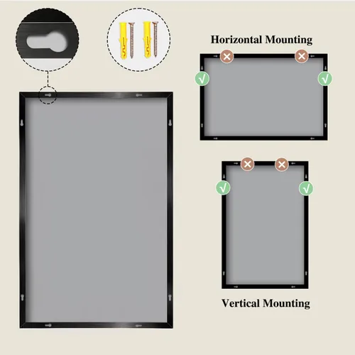Miniatura 8 de Koonmi Espejo de pared rectangular negro, espejo de baño de 24 x 32 pulgadas, espejo de tocador con marco de aluminio para entrada, sala de estar
