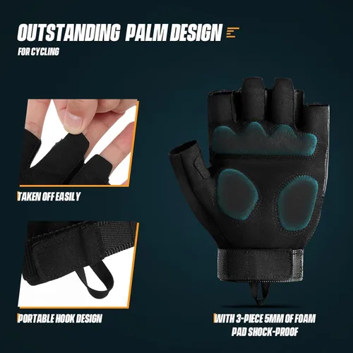 Miniatura 4 de OOPOR Guantes de motociclismo, guantes de ciclismo para hombres y mujeres, guantes de bicicleta sin dedos, guantes de bicicleta para levantamiento