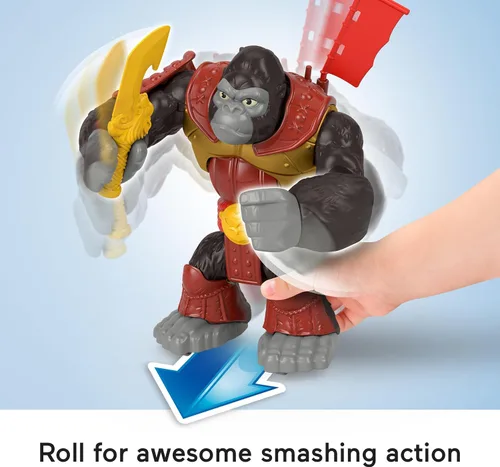 Miniatura 4 de Fisher-Price Imaginext Juguete preescolar Silverback Gorilla Smash figura de 8 pulgadas con acción de perforación y accesorios