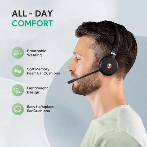 Miniatura 9 de Yealink WH62 DECT Mono Teams Auriculares Inalámbricos, Auriculares de Trabajo con Rango de 525 pies con Micrófono de Cancelación de Ruido 2X