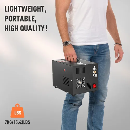Miniatura 5 de Compresor de aire PCP portátil, 4500 PSI/30 MPa Compresor de tanque de buceo con carrete de alambre, parada automática, compresor de pistola de aire