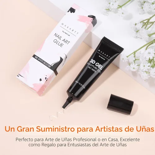 Miniatura 8 de Makartt Arte de uñas en gel 3D, pegamento de gel para esculpir para dibujar, moldear, escultura, gemas y decoración, esmalte de gel transparente que