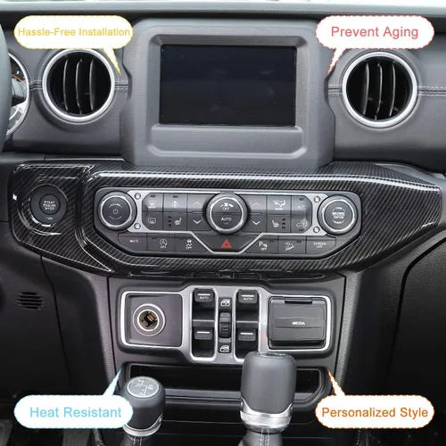 Miniatura 4 de JeCar Cubierta de panel de interruptor de aire acondicionado compatible con Jeep Wrangler 2018-2023 JL JLU y Gladiator JT 2020-2023, textura