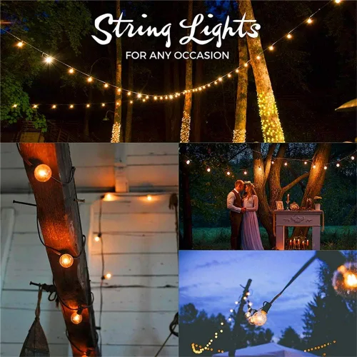 Miniatura 3 de SUNSGNE Guirnalda de luces de patio G40 impermeable de 100 pies para exteriores con 105 bombillas Edison transparentes, luces de globo para 24.9 ft