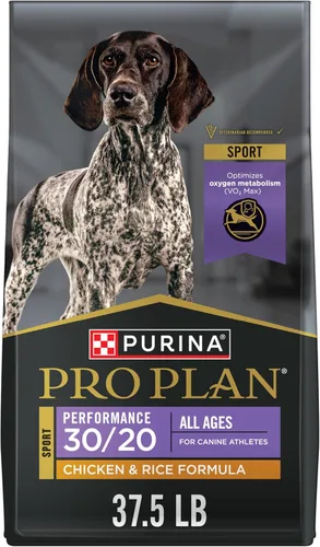 Purina Pro Plan Sport Performance 30/20 - Alimento para perros con fórmula de pollo y arroz con alto contenido de proteínas, bolsa de 37.5 libras