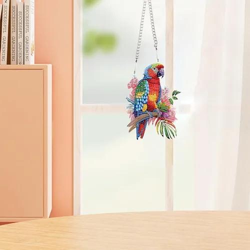 Miniatura 5 de AiYuanzsh Animal Parrot DIY Kits de Pintura de Arte de Diamante de Acrílico Colgante Pendientes de Arte de Diamante de Rinstone Especialmente Búho