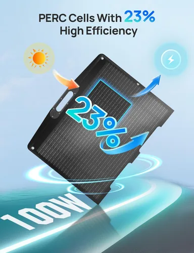 Miniatura 7 de ECO-WORTHY Panel solar portátil de 200 W para centrales eléctricas, IP65 impermeable y ligero con soporte ajustable, panel solar plegable de alta