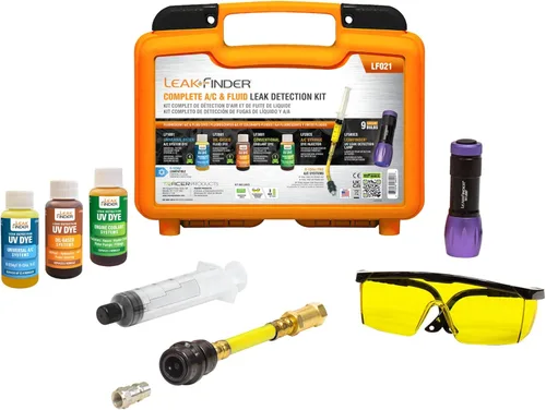 LF021 Kit de Detección de Fugas de Refrigerante de Fluidos Automotrices y Aire Acondicionado - 1 oz de Tinte Detector de Fugas A/C a Base de Aceite,