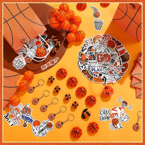 Miniatura 6 de Aoriher Juego de 200 piezas de recuerdos de fiesta deportiva, bolsas de regalo para fiestas deportivas, bolas deportivas de espuma, llaveros