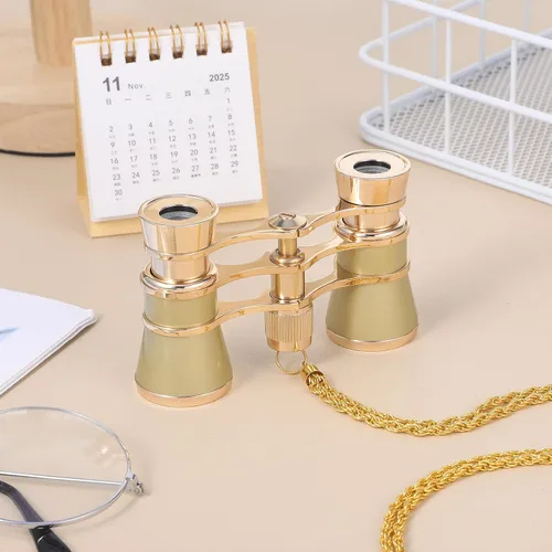 Miniatura 9 de TEHAUX Gafas de ópera de 3 x 25 pulgadas con cadena, binoculares de teatro vintage de metal completo para mujeres y adultos, mini binoculares