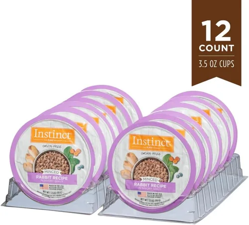 Miniatura 6 de Instinct Receta picada sin granos con conejo real, comida húmeda natural para gatos, tazas de 3.5 onzas (caja de 12)
