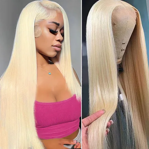 Miniatura 11 de Peluca de cabello humano 613 con encaje frontal 13x6 HD transparente densidad 180% rubia, pelucas de cabello humano con encaje frontal Peluca