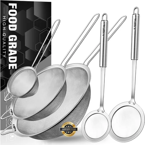 Miniatura 15 de Walfos Cuchara espumadera, colador de malla fina de acero inoxidable 304, filtro de aceite para espuma, colador de malla ultrafina perfecto