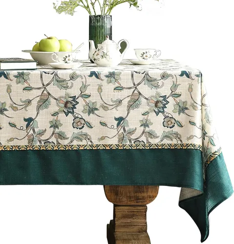 Miniatura 56 de patdrea - Mantel de lino floral, grueso, decorativo y francés para mesas rectangulares o cuadradas, para cocina y comedor, 55 x 79 pulgadas