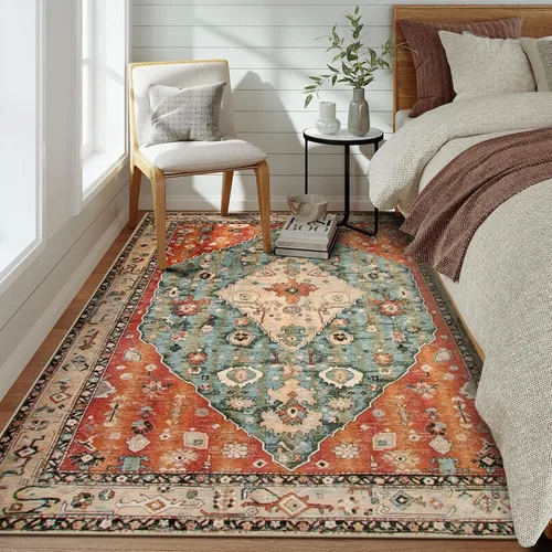 Miniatura 128 de Lahome Alfombra Bohemia Tribal Lavable de 3 x 5, Alfombras Antideslizantes para Entrada, Dormitorio, Sala de Estar, Vintage, Ultra Suave, No