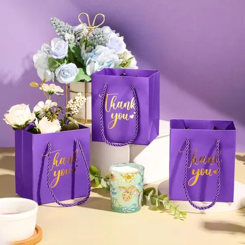 Miniatura 2 de Honoson 30 mini bolsas de regalo con asa de 4 x 2.75 x 4.5 pulgadas, pequeña bolsa de agradecimiento para boda, baby shower, cumpleaños, graduación