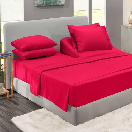 Miniatura 115 de Clara Clark - Juego de sábanas King con Flex Top, 6 piezas - Sábanas de lujo para cama King con cabeza dividida, juego de cama súper suave, King