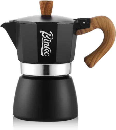Estufa para máquina de café expreso, olla Moka de 3 tazas, cafetera italiana clásica, válvula de seguridad individual (negro, 3 tazas)