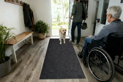 Miniatura 2 de iCustomRug Alfombra Corredor de Pasillo – 3x9 pies Negro, Interior/Exterior, Respaldo de Goma Antideslizante, Alfombra de Perfil Bajo para Todo
