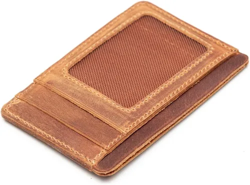 Miniatura 50 de Carteras de cuero genuino hechas a mano, tarjeteros minimalistas y fundas para pasaporte, regalo hecho a mano