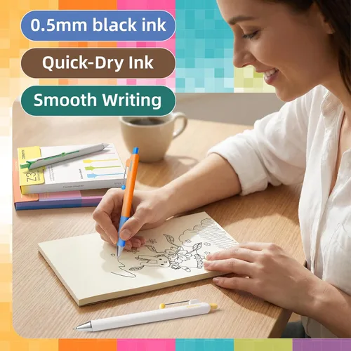Miniatura 4 de YOXMJDB Bolígrafos de gel, 10 bolígrafos de tinta negra de 0.020 in, bolígrafos retráctiles de secado rápido con barril en forma de diamante