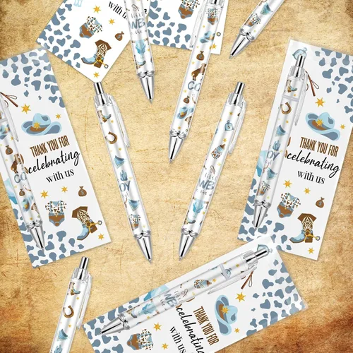 Miniatura 4 de 50 juegos de bolígrafos de regalo para invitados, incluye 50 bolígrafos de papel rodante y 50 marcadores de felicitación de agradecimiento