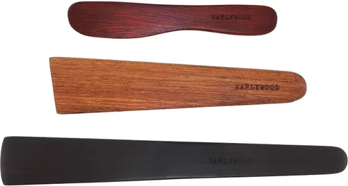 Juego de utensilios de cocina de madera de 3 piezas, viene con una espátula de madera fina, agitador raspador de hierro fundido de madera y espátula