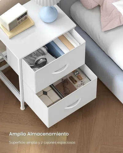 Miniatura 4 de SONGMICS Cajonera para dormitorio, cómoda con cajones, mesita de noche, acero, MDF, 2 cajones de tela no tejida, unidad organizadora