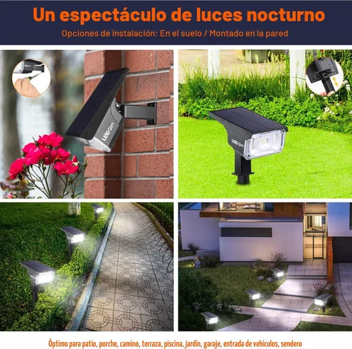 Miniatura 3 de LEREKAM Focos solares para exteriores, IP65, impermeables, 40 LED, focos solares de paisaje, luces de pared alimentadas por USB, detección
