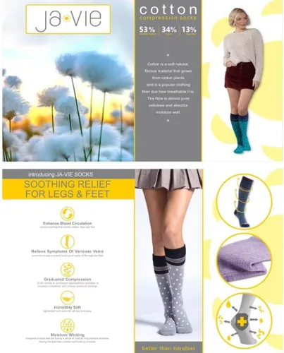 Miniatura 5 de JAVIE Argyle - Calcetines deportivos cómodos de algodón hasta la rodilla para hombres y mujeres, compresión para correr, recuperación, embarazo
