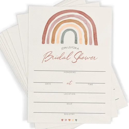 Miniatura 7 de Printed Party Tarjetas de consejos de boda y buenos deseos, tema boho arco iris, juego de 50