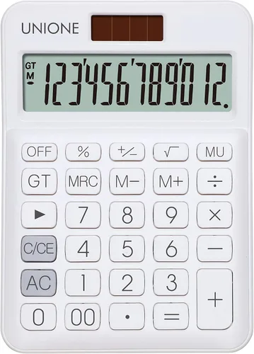 Miniatura 9 de UNIONE Calculadora Panda con LCD brillante, escritorio portátil de doble alimentación. Color. Negocios, oficina, escuela secundaria... (beige)