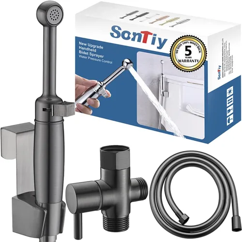 Miniatura 10 de SonTiy Rociador de Bidé de Mano para Inodoro, Rociador de Inodoro para Pañales de Tela Totalmente de Metal, Accesorio de Bidé con Preventor