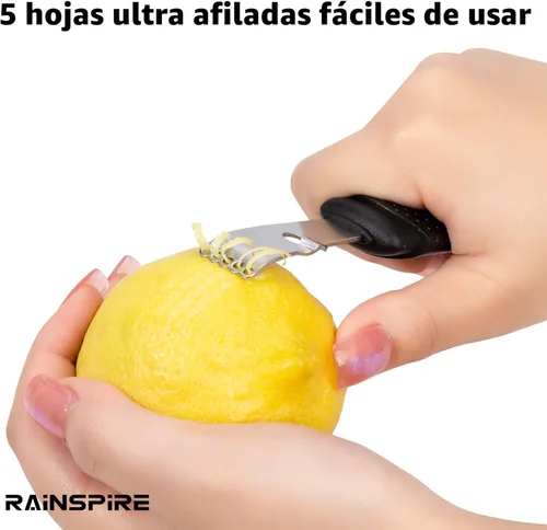 Miniatura 3 de Rainspire Herramienta Ralladora de Limón con Cuchillo de Canal, Herramienta Ralladora de Cítricos de Acero Inoxidable, Pelador de Limón, Ralladoras
