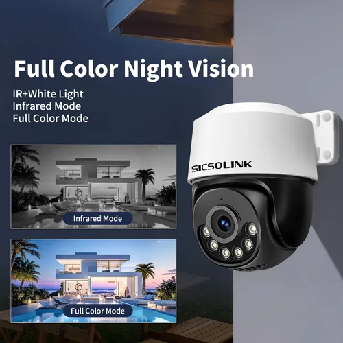 Miniatura 5 de Cámara domo POE PTZ de 5 MP para exteriores, 2592 × 1944 HD, inclinación de 355° Pan 90°, detección humana AI y seguimiento automático, visión